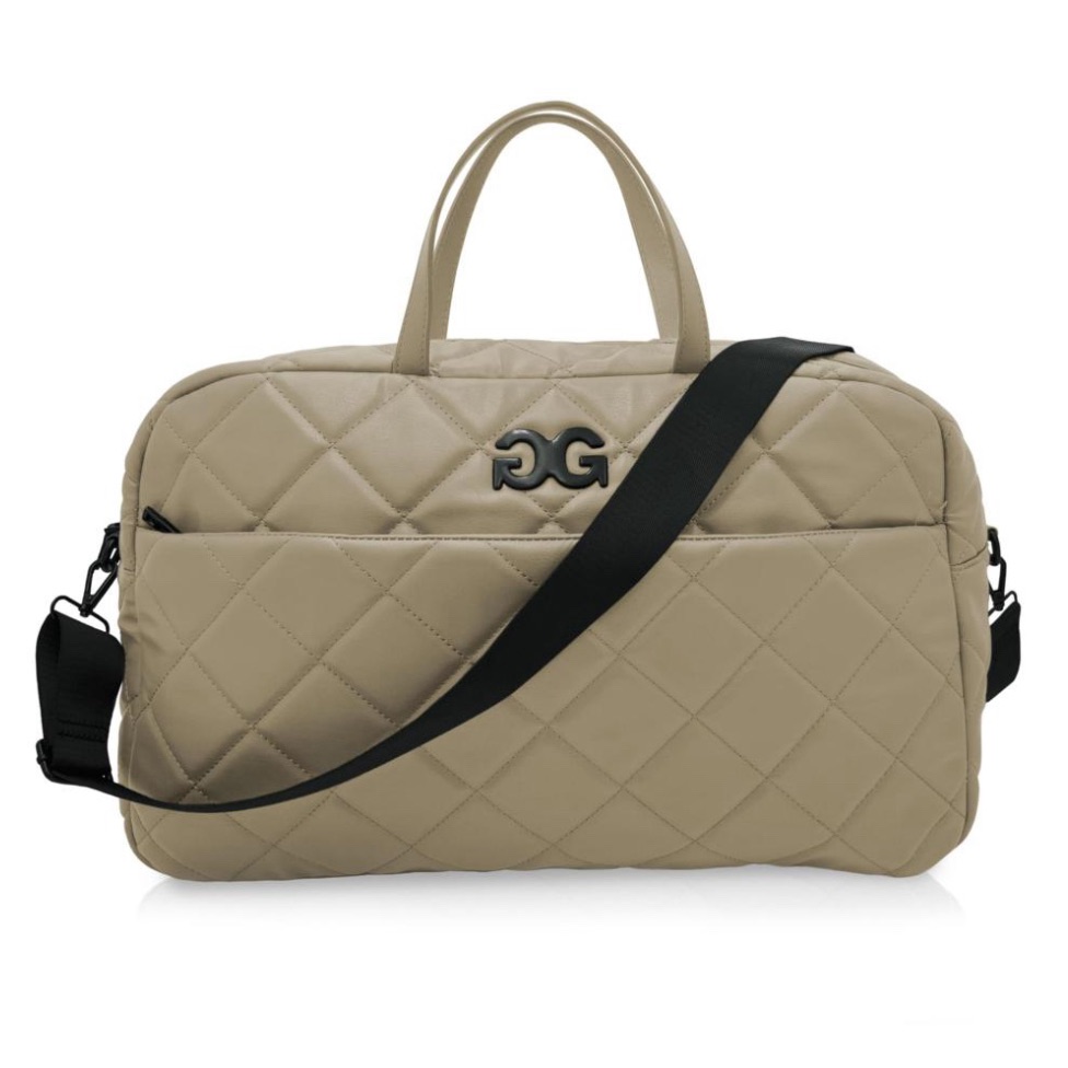 Nwt Gilda Paris Quilted Weekender Bag Tan Taupe Large Travel Duffel Msrp $229